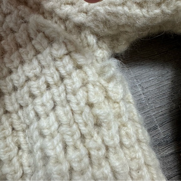 Wool Irish Chunky Knit Sweater Cream Vintage Anne McCool Crew Neck Fisherman - Picture 3 of 6